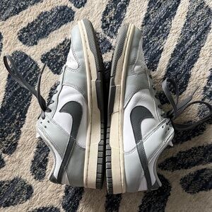 Nike Men’s White and Gray Low-Top Sneakers with Dark Gray Swoosh